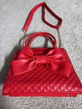 Red Bow Quilted Satchel Handbag - Women Bags